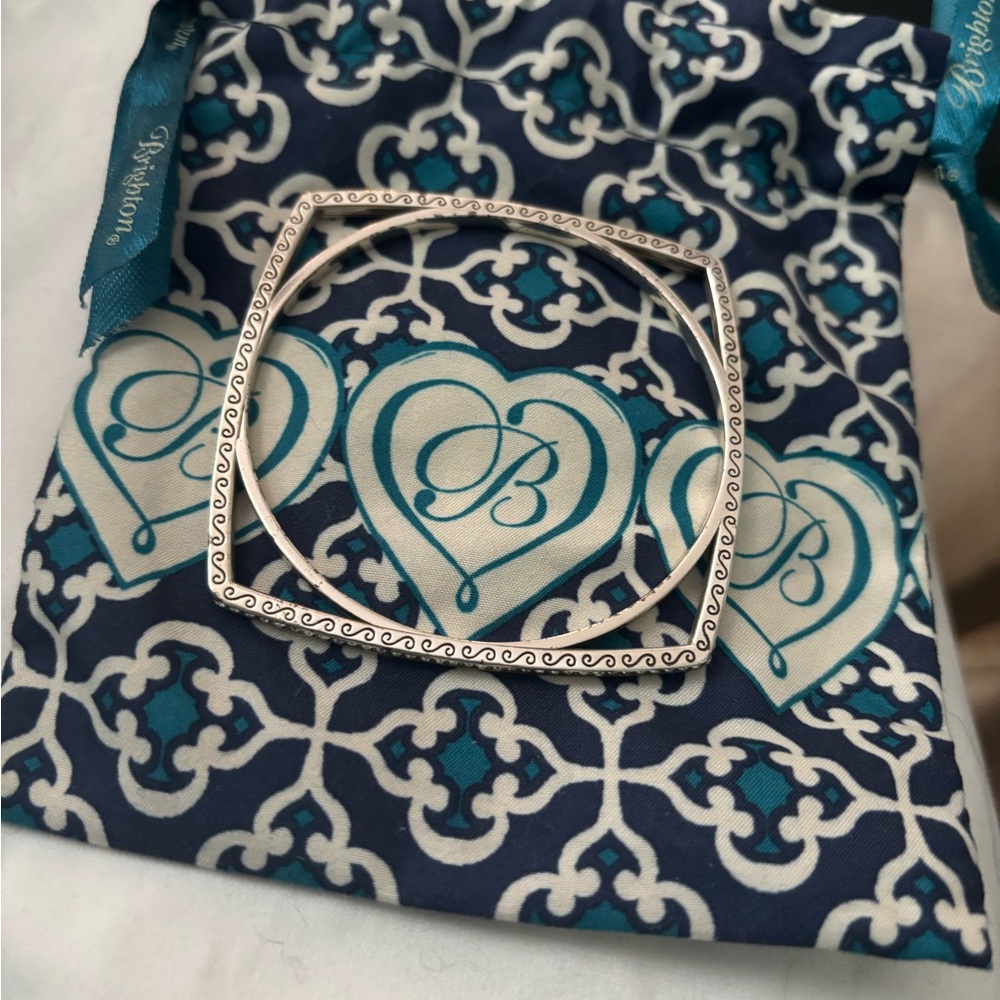 Brighton vintage Silver Square Bangle w/cryatals